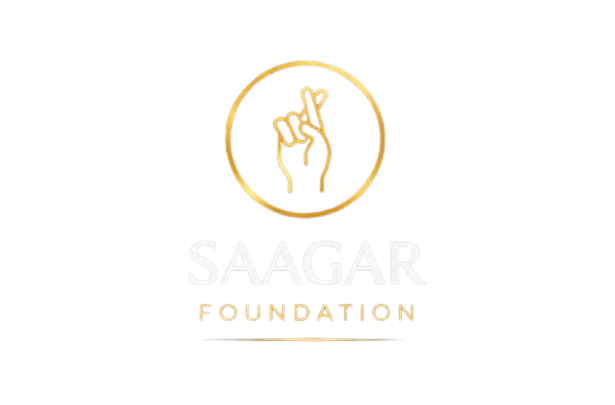 Saagar Foundation — hand symbol with Saagar Foundation wordmark